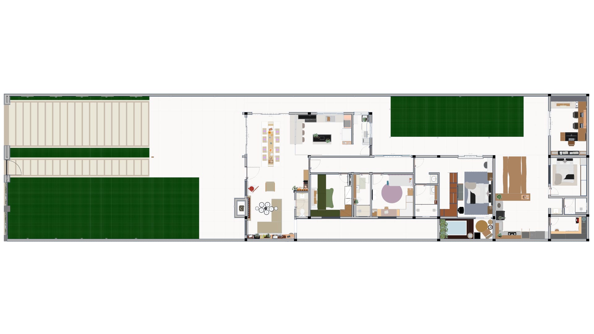 Planta baixa humanizada da Casa Família Brignol, distribuição dos ambientes