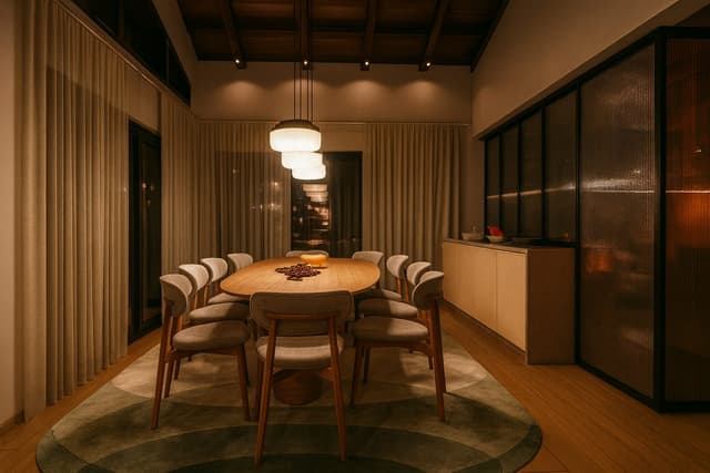 Sala, cozinha e lavanderia integradas